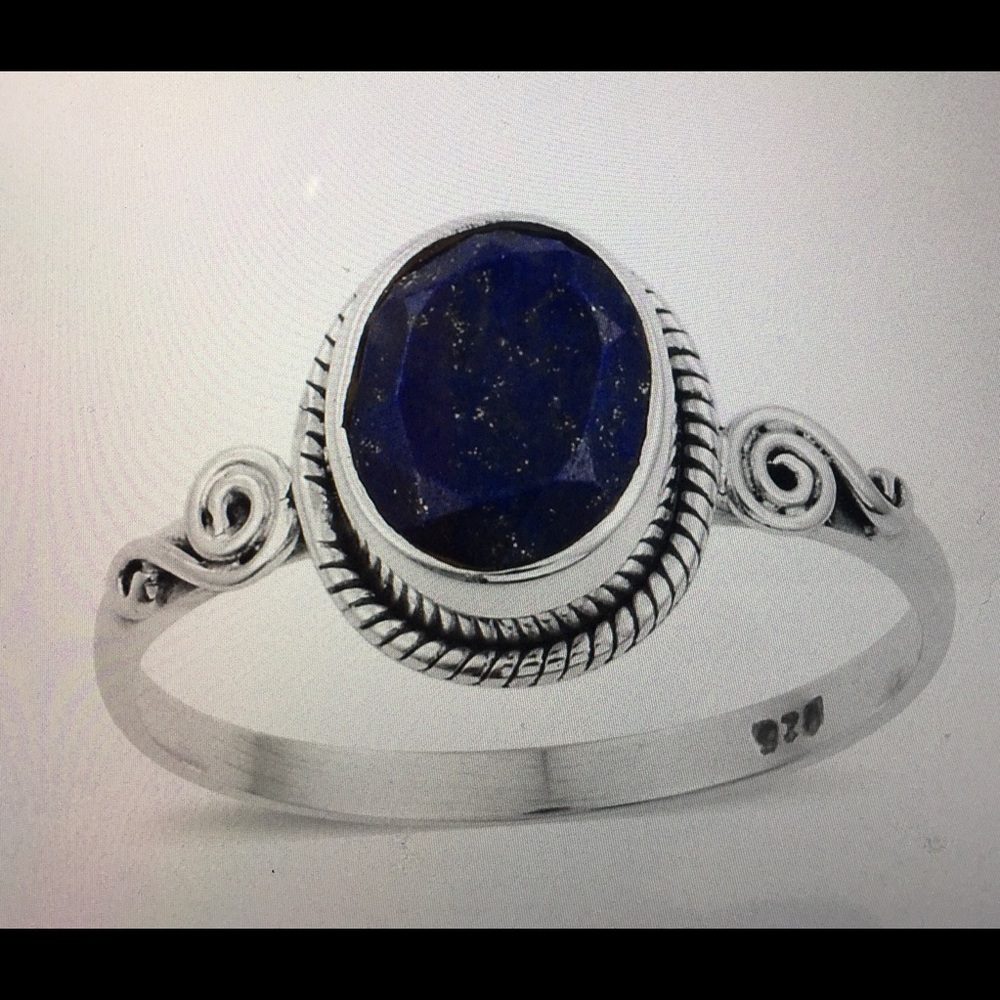 CLOSEOUT Lapis Lazuli faceted solitaire ring in Sterling Silver.  NWT